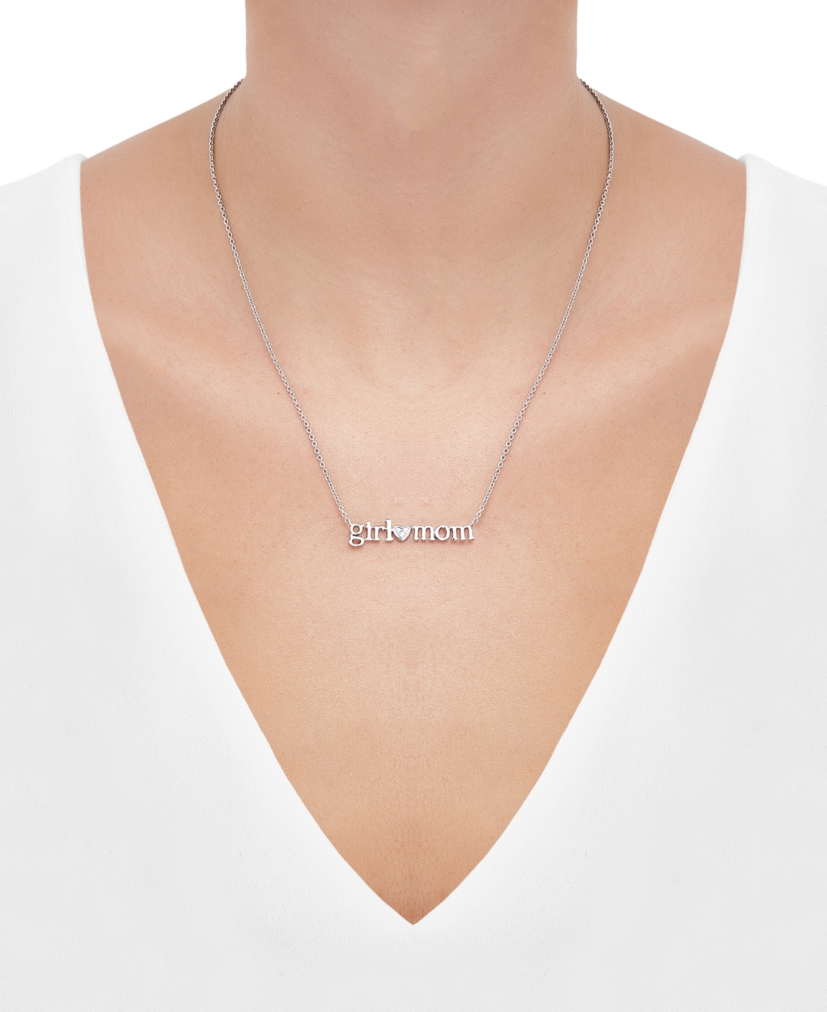 Diamond Accent Girl Mom Pendant Necklace or 14k Gold-Plated Sterling Silver, 16