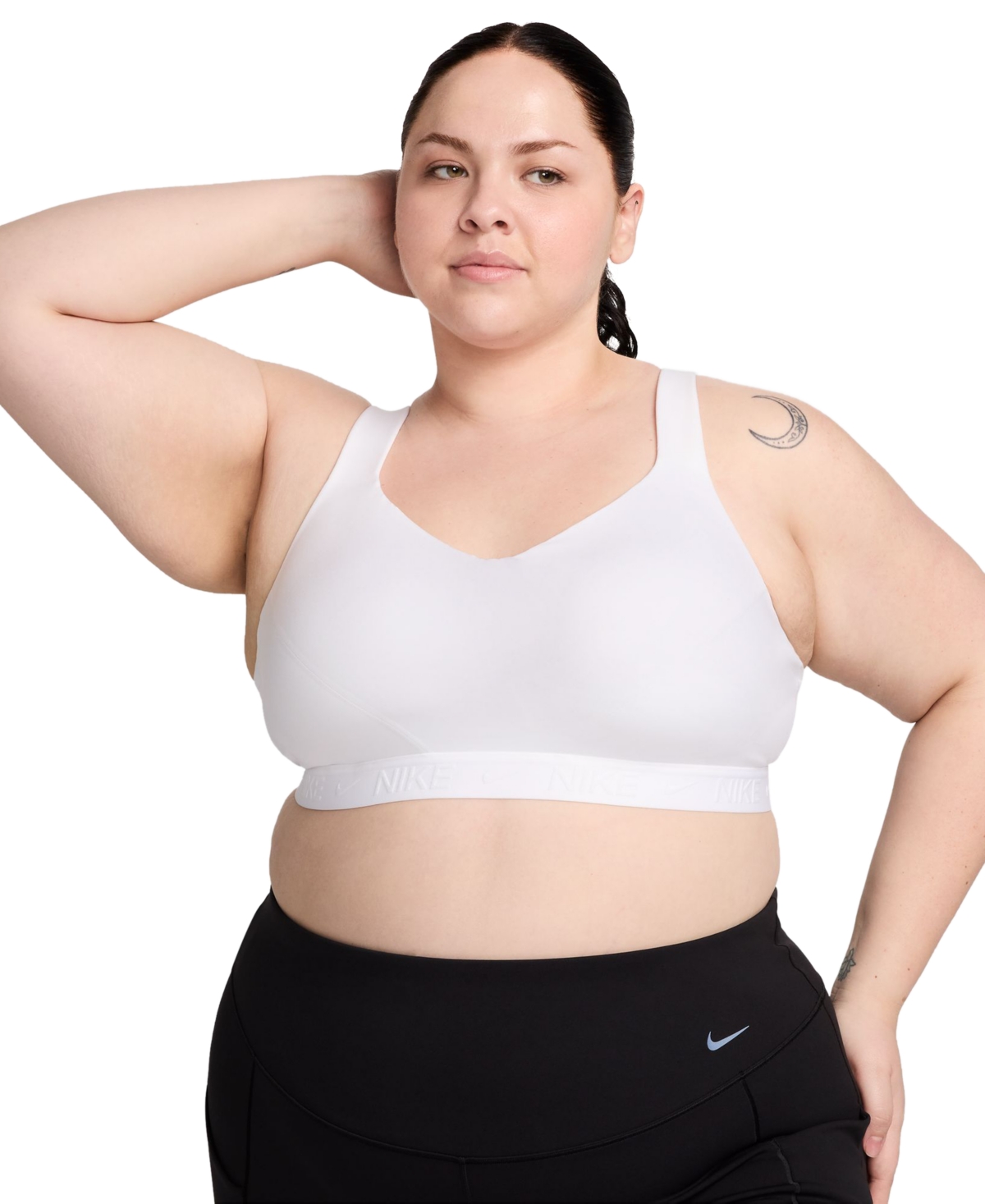 Shop Nike Plus Size Indy High Impact Padded Sports Bra In White,stone Mauve,white