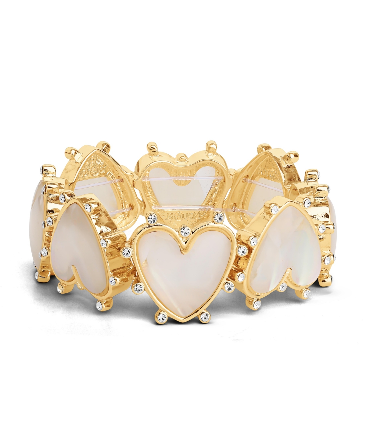 Womens Heart Bracelet - Gold-Tone Stretch Bracelet with Rhinestone Embellishments - Gold