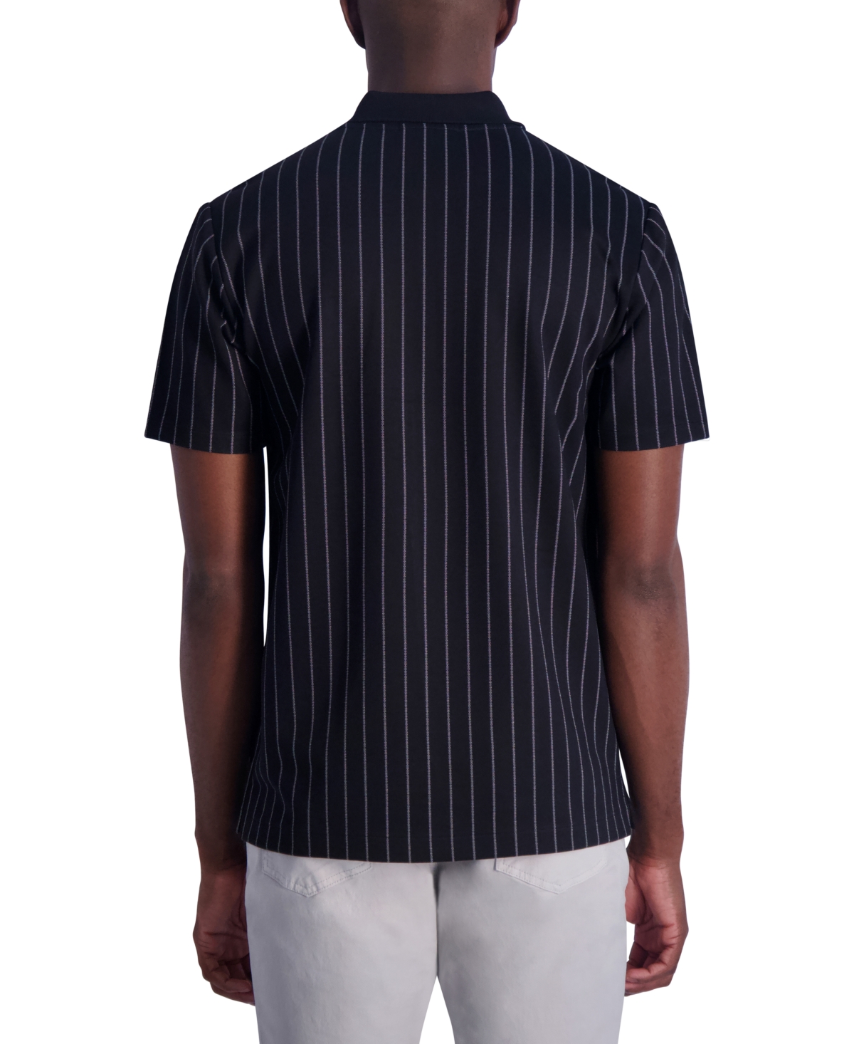Shop Karl Lagerfeld Men's Knit Stripe Polo, Created For Macy's In Black