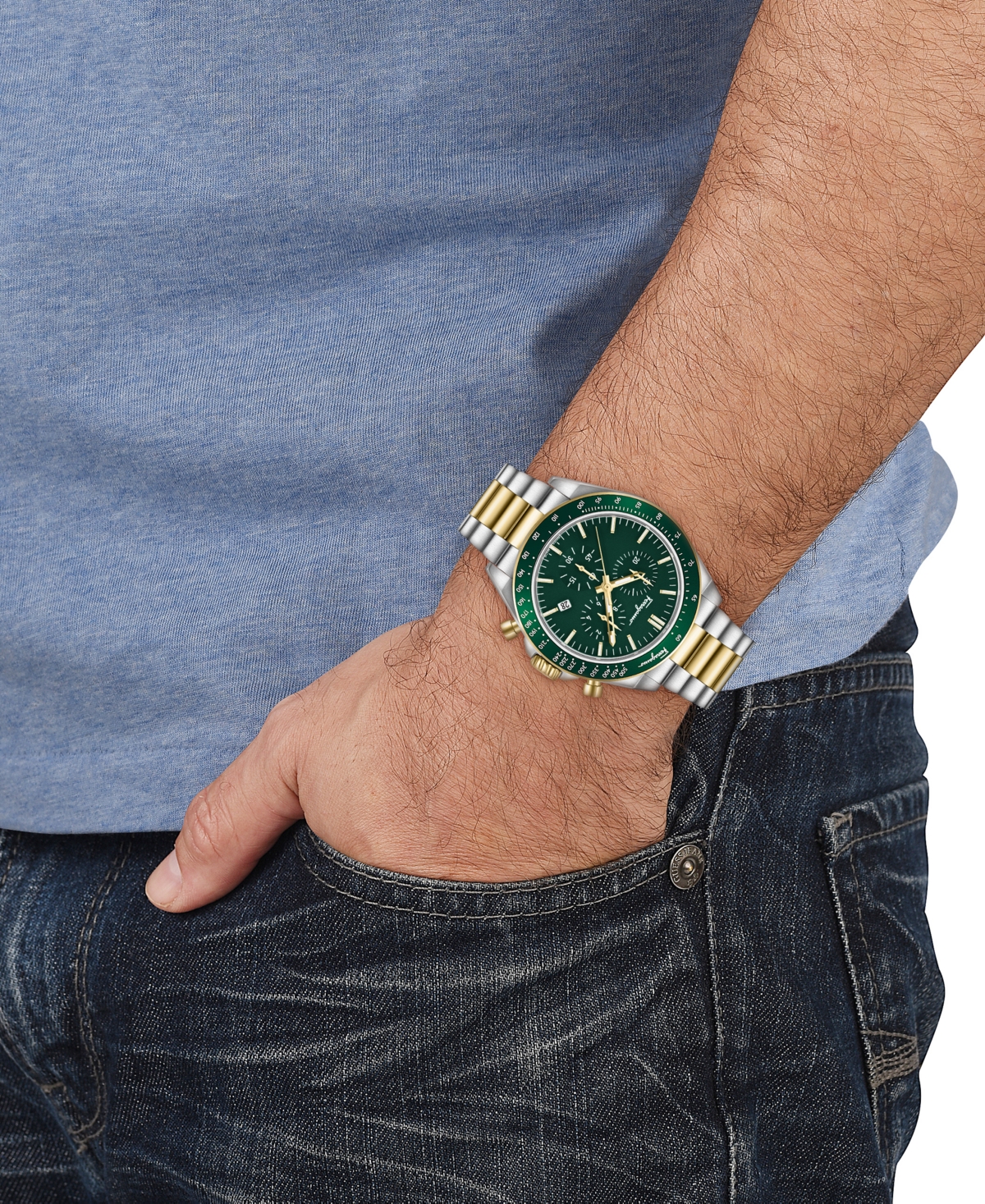 Shop Ferragamo Men's Swiss Chronograph Urban Two-tone Stainless Steel Bracelet Watch 43mm In Two Tone