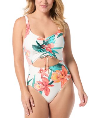 Coco Reef - Sassy Printed Cut-Out Ruched One-Piece Swimsuit