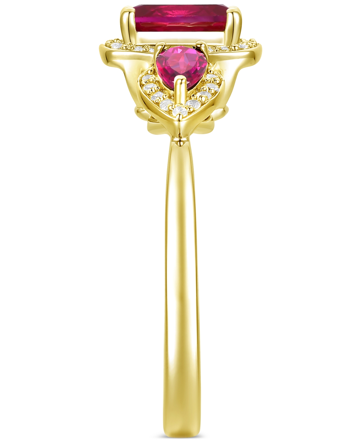 Amethyst (1-1/20 ct. t.w.) & Lab-Grown White Sapphire (1/6 ct. t.w.) Three Stone Halo Ring in 14k Gold-Plated Sterling Silver (Also in Additional Gems