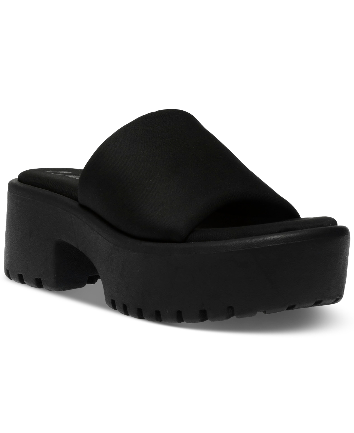 Shop Wild Pair Questt Lug Slide Sandals, Created For Macy's In Black Fabric