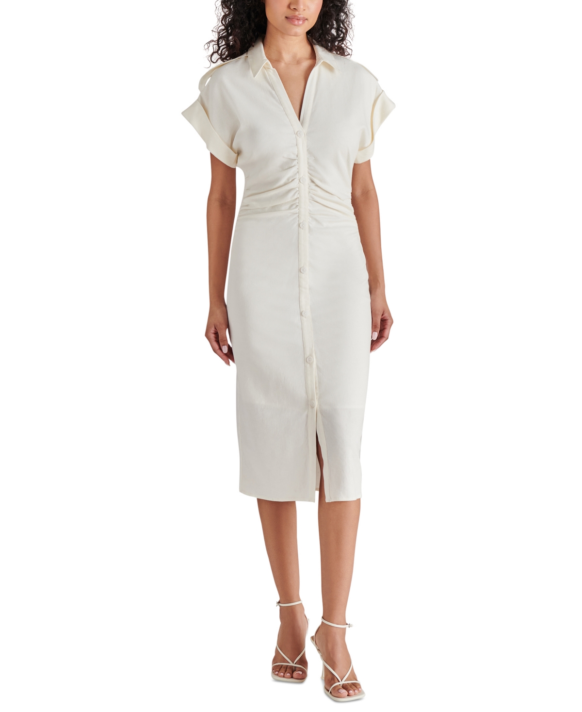 Shop Steve Madden Women's Cambrie Midi Shirtdress In Ivory