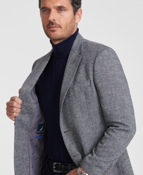 Мужские куртки Nautica Men's Modern-Fit Solid Herringbone Tweed Sport Coat