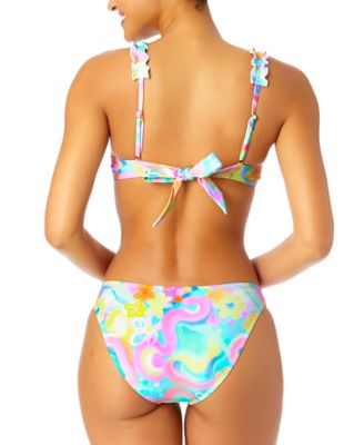Shop Salt + Cove Salt Cove Juniors Swirl Print Ruffle Strap Bikini Top High Leg Bikini Bottoms Created For Macys In Multi