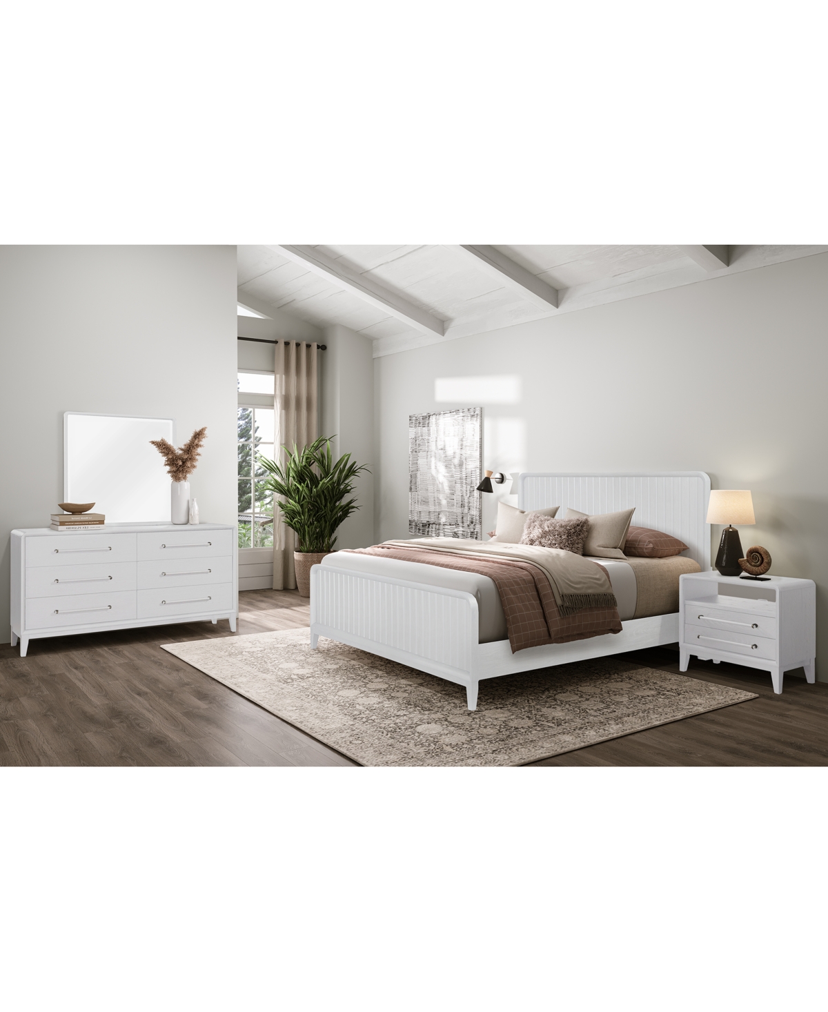 Shop Macy's Assemblage 3pc Bedroom Set (queen Bed, Dresser, & Open Nighstand) In White