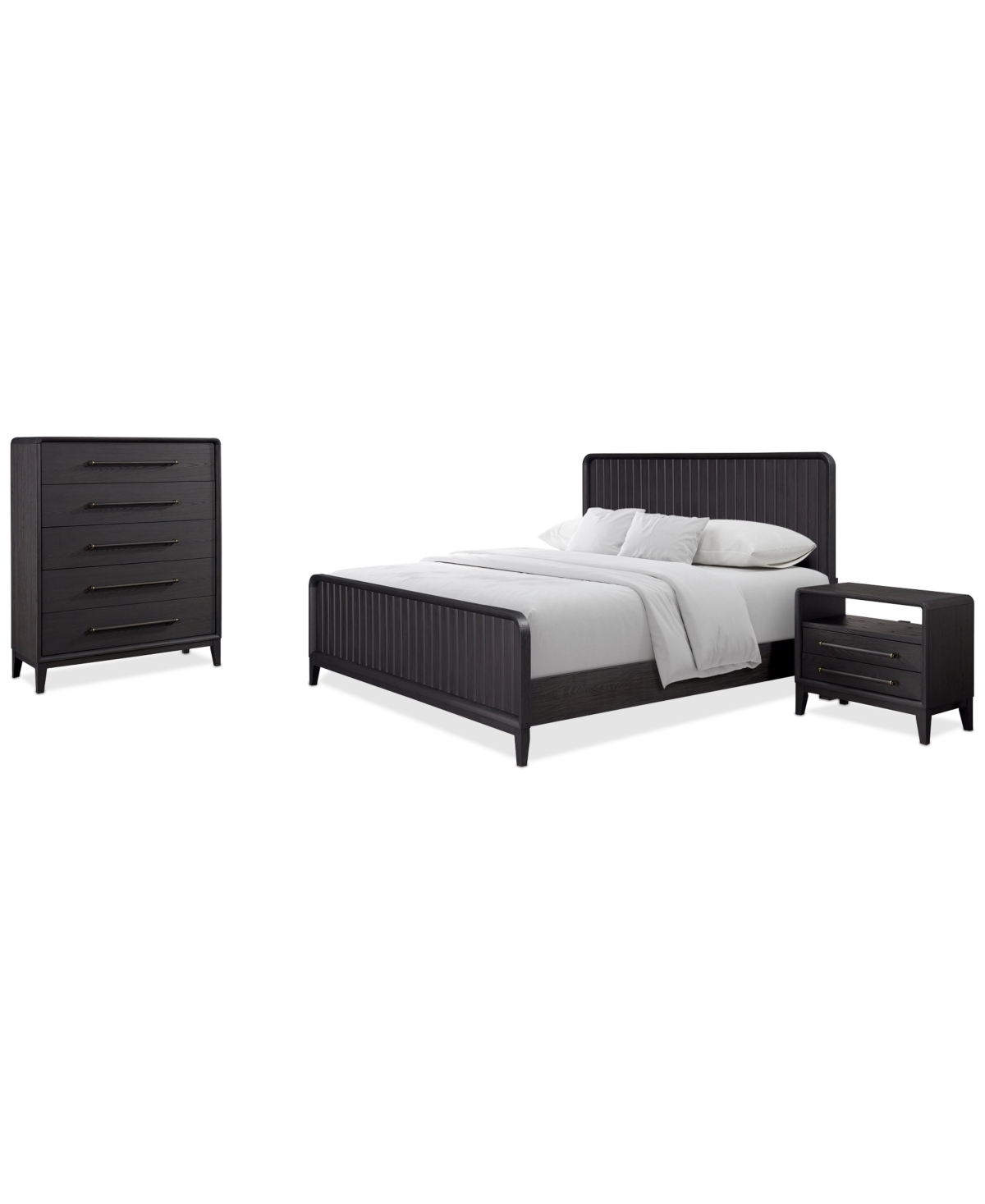 Assemblage 3pc Bedroom Set (King Bed, Chest, & Open Nightstand)