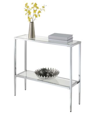 31.5" Nadia Glass Chrome Entry Hall Table with Shelf