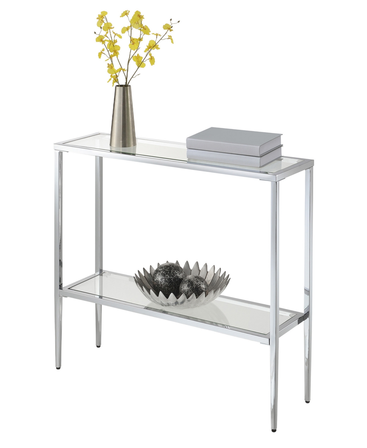 Shop Convenience Concepts 31.5" Nadia Glass Chrome Entry Hall Table With Shelf