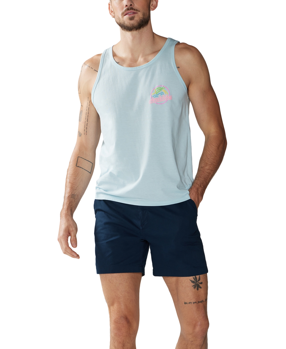 Chubbies Men's The Neon Dream Logo Graphic Tank -Pastel Blue