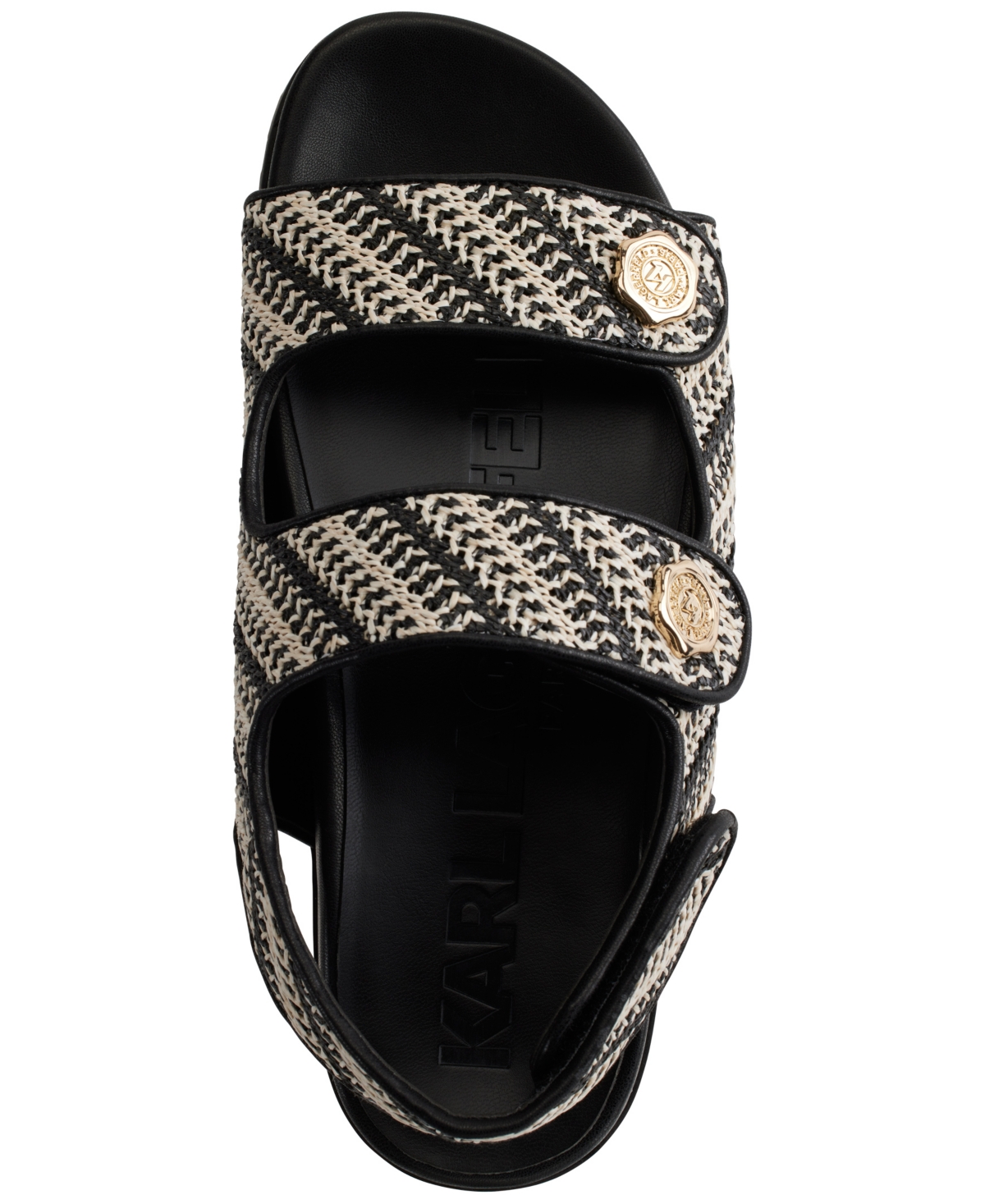 Shop Karl Lagerfeld Women's Bindi Button Woven Platform Sandals In Black,cream