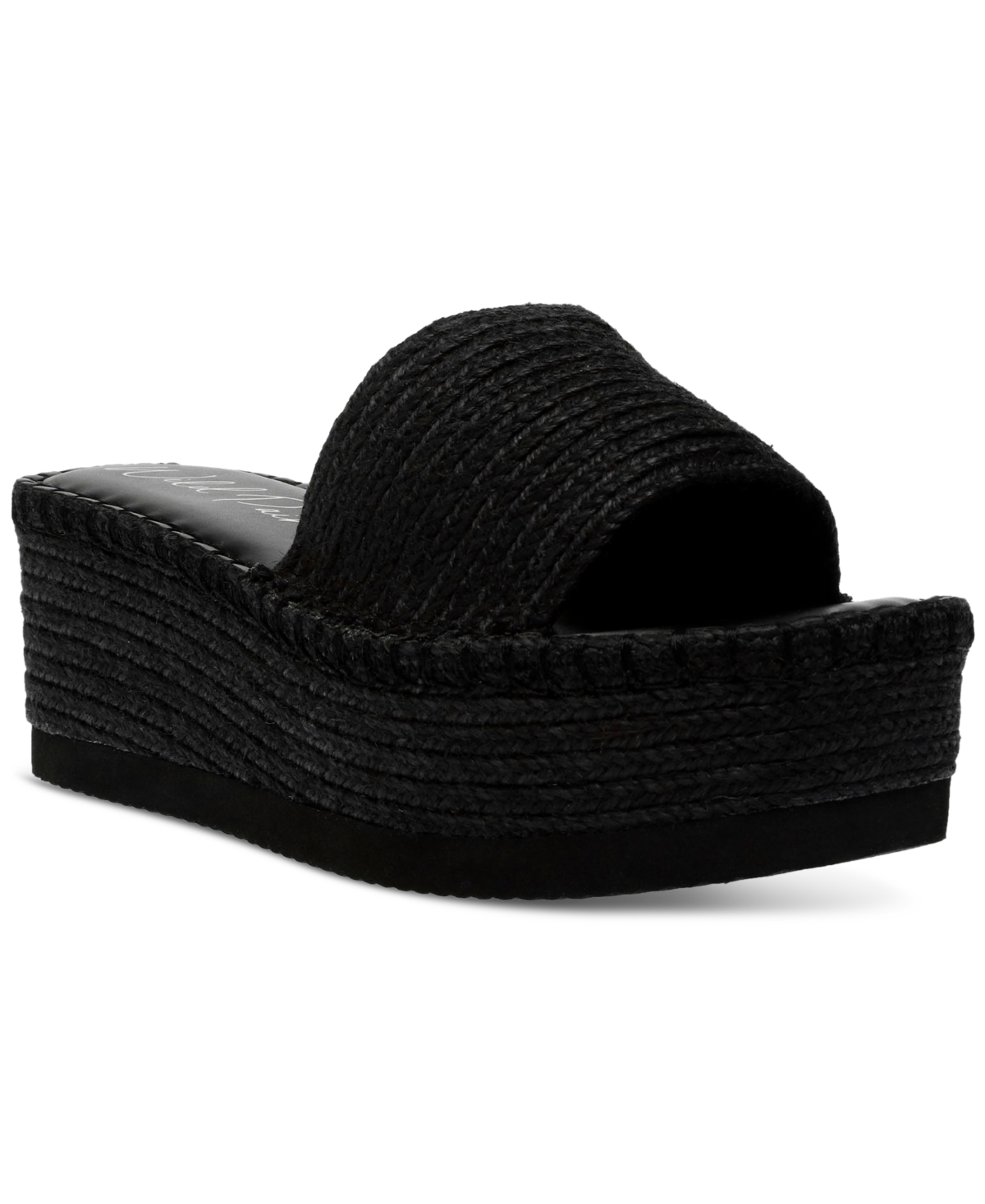 Shop Wild Pair Shermer Slide Espadrille Platform Wedge Sandals, Created For Macy's In Black Jute