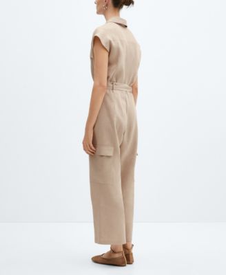 Women's Cargo-Style Linen Jumpsuit