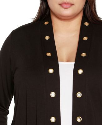 Plus Size Grommet Detail Cropped Knit Cardigan Sweater