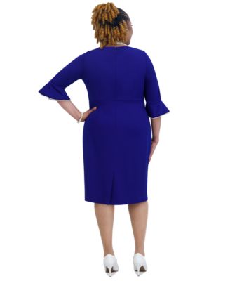 Kat Elbow-Sleeve Ruffled-Cuff Dress