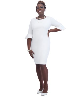 Kat Elbow-Sleeve Ruffled-Cuff Dress