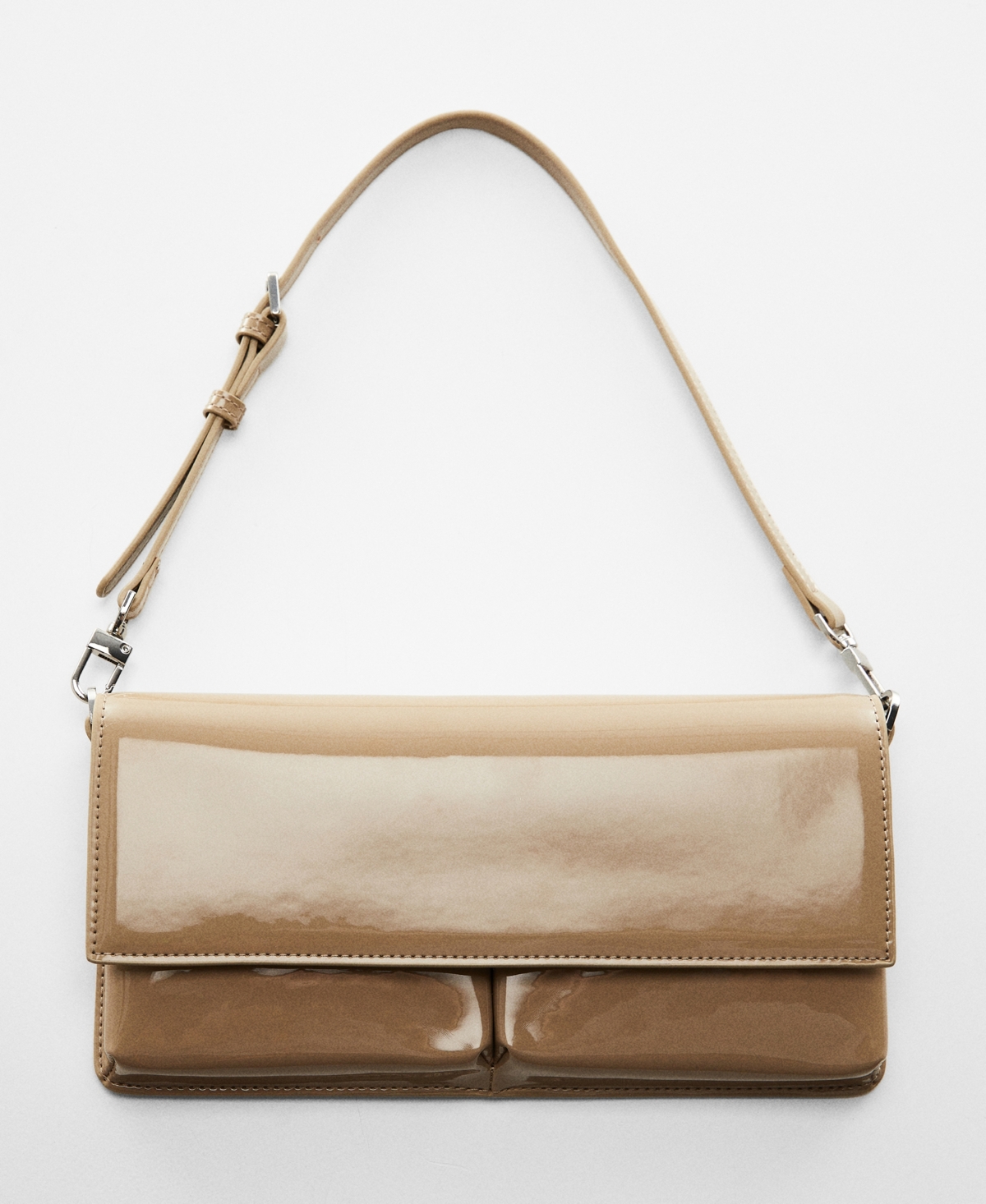 Shop Mango Women's Patent Leather Effect Double Compartment Bag In Medium Bro