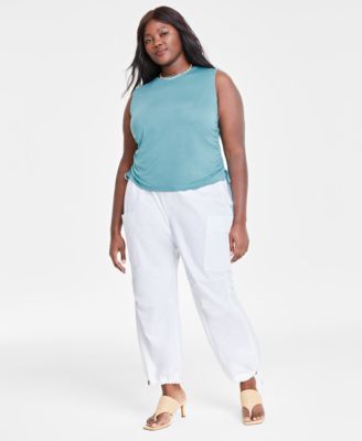 Trendy Plus Size Cinched Side Top Utility Pants Created For Macys