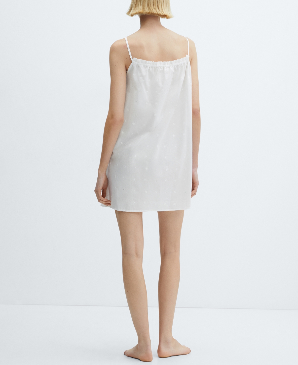 Shop Mango Women's Openwork Details Cotton Nightgown In White
