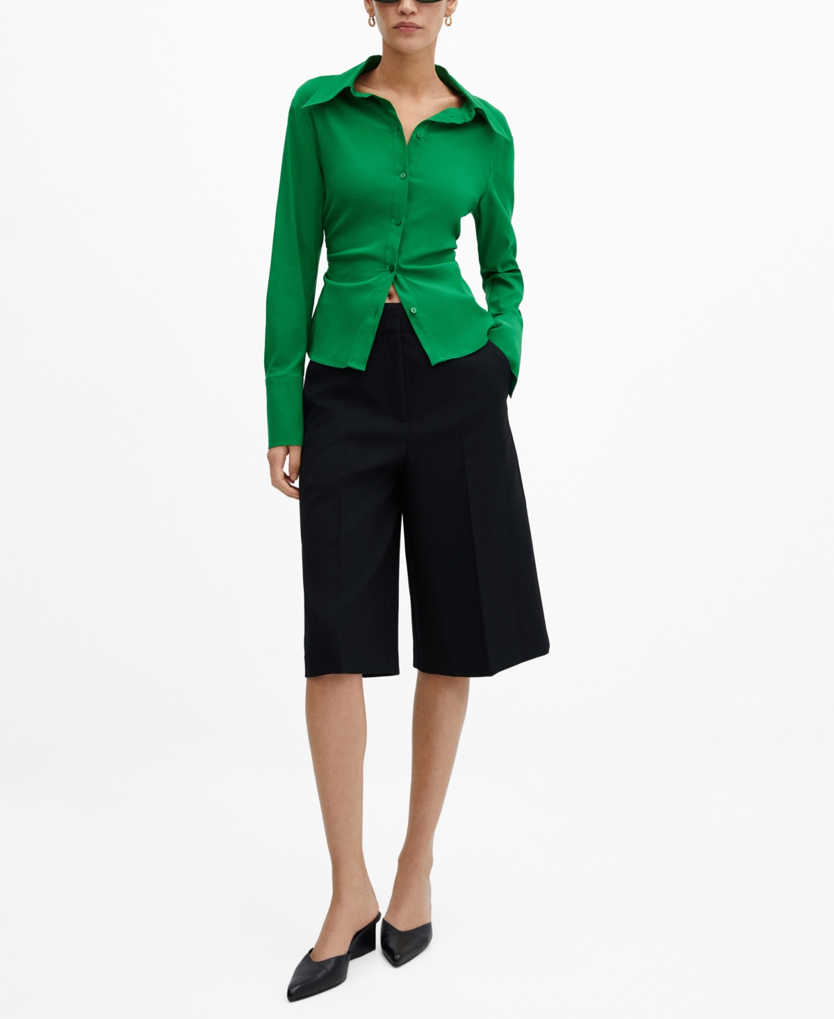 Mango Slim-fit Velvet Jacket Green