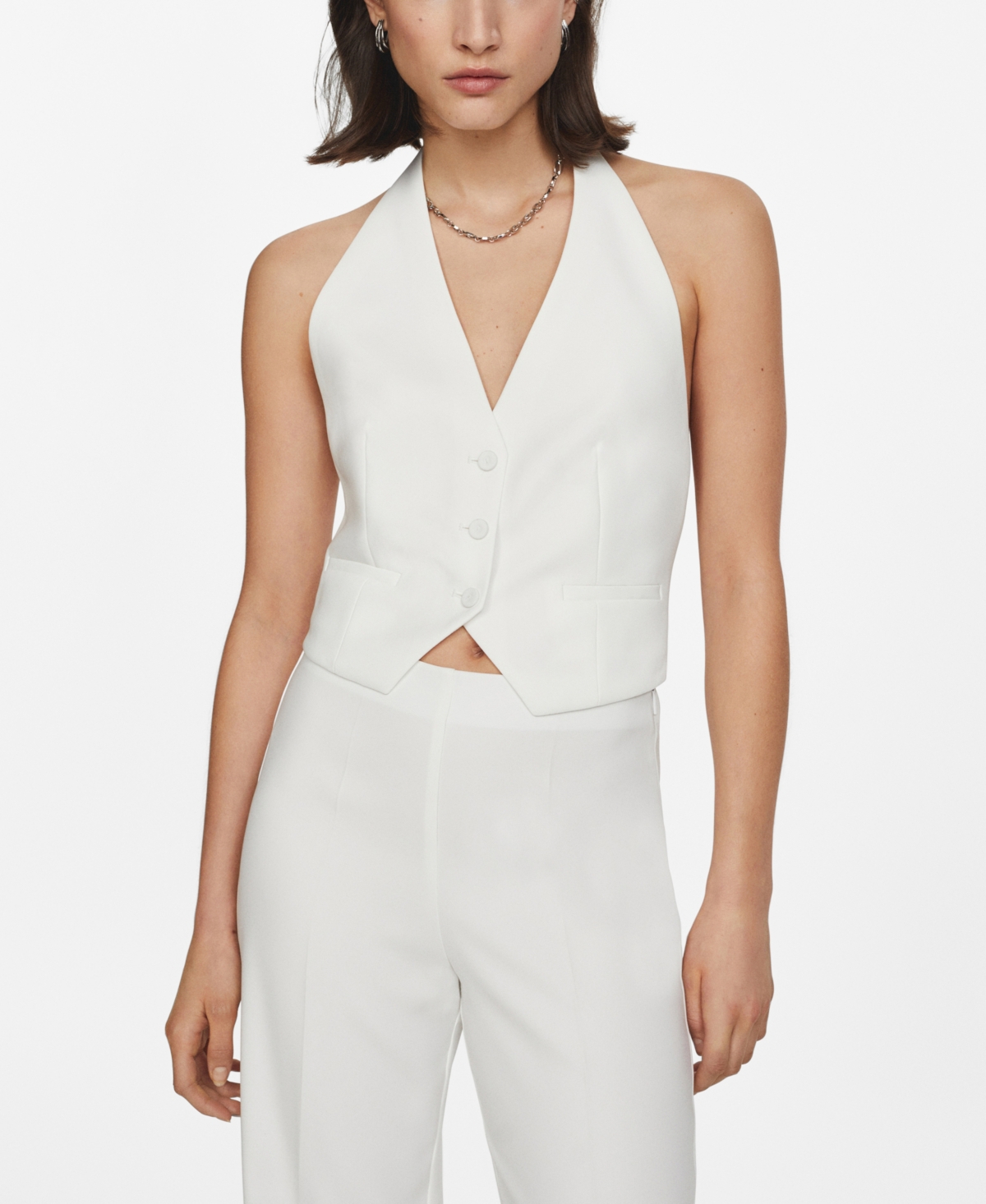 Shop Mango Women's Buttons Detail Suit Vest In White