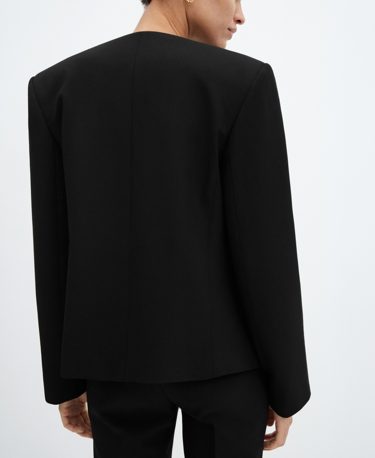 Shop Mango Women's Padded Shoulder Blazer In Black
