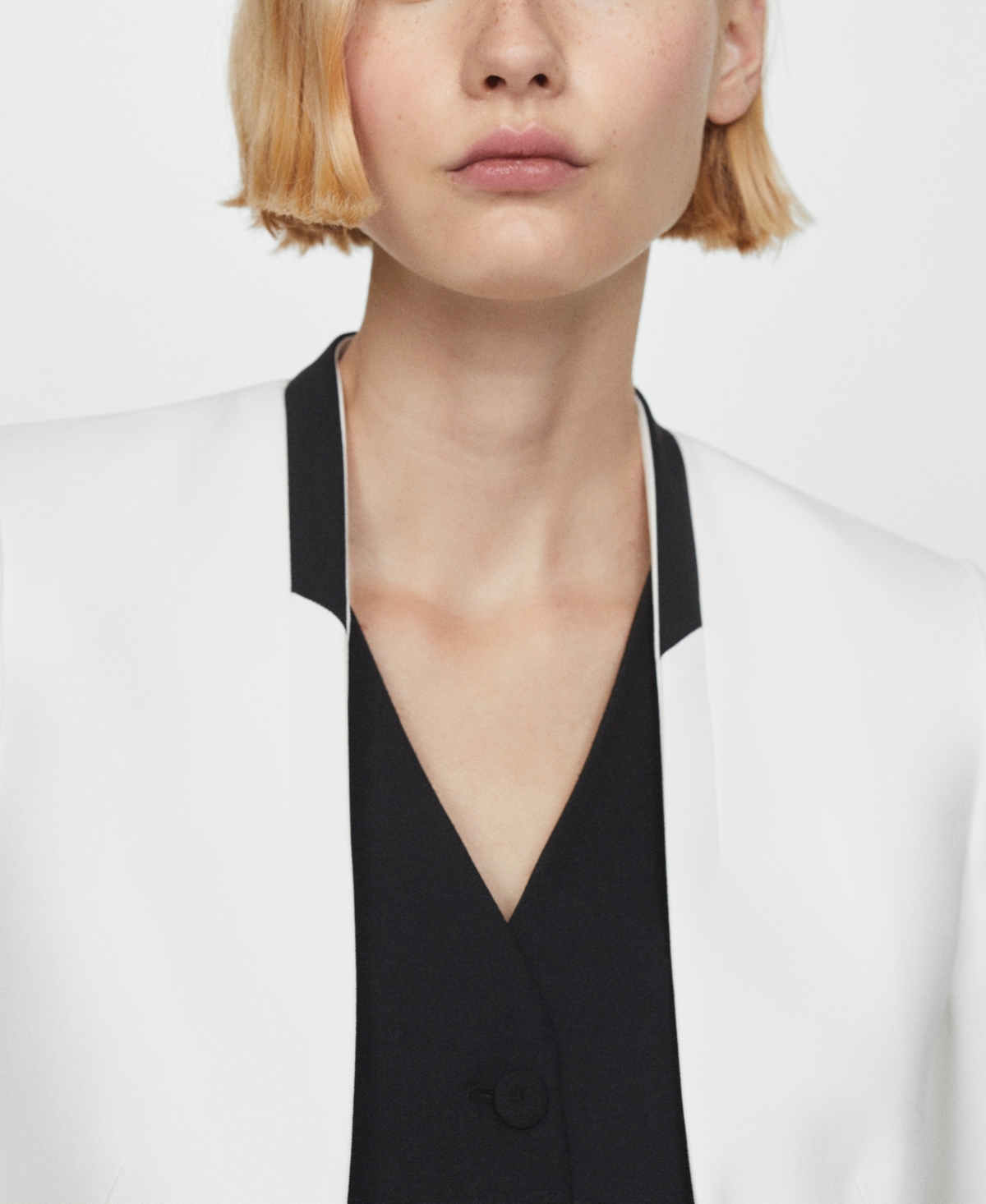 Shop Mango Women's Contrasting Trims Blazer In White