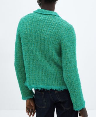 MANGO Women's Pocket Tweed Cardigan