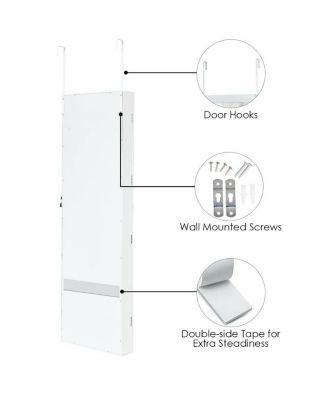 Wall Mounted Lockable Mirror Jewelry Cabinet with LED Light