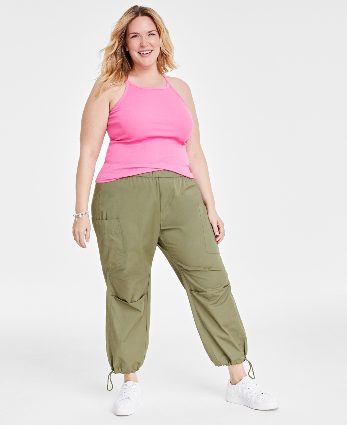 Shop Macy's Trendy Plus Size Scoop-neck Camisole, Created For  In Pink Jewel