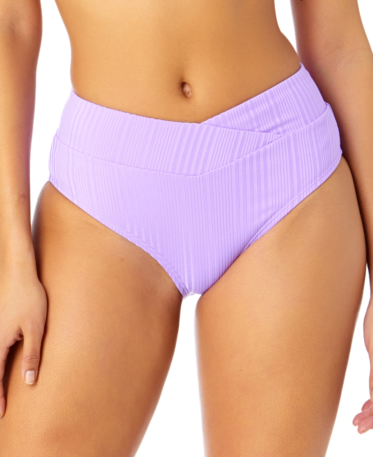 Juniors' Textured V-Waist Bikini Bottoms, Created for Macy's - Purple