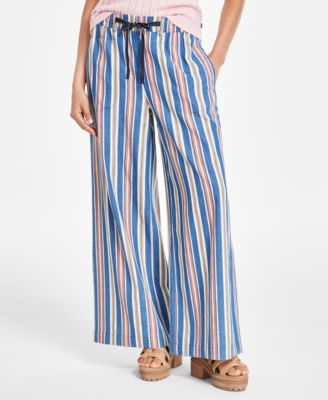 Nautica Jeans - Women's Striped Elastic-Waist Wide-Leg Pants