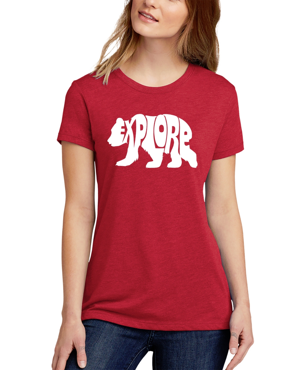 Shop La Pop Art Women's Premium Blend Word Art Explore T-shirt In Red
