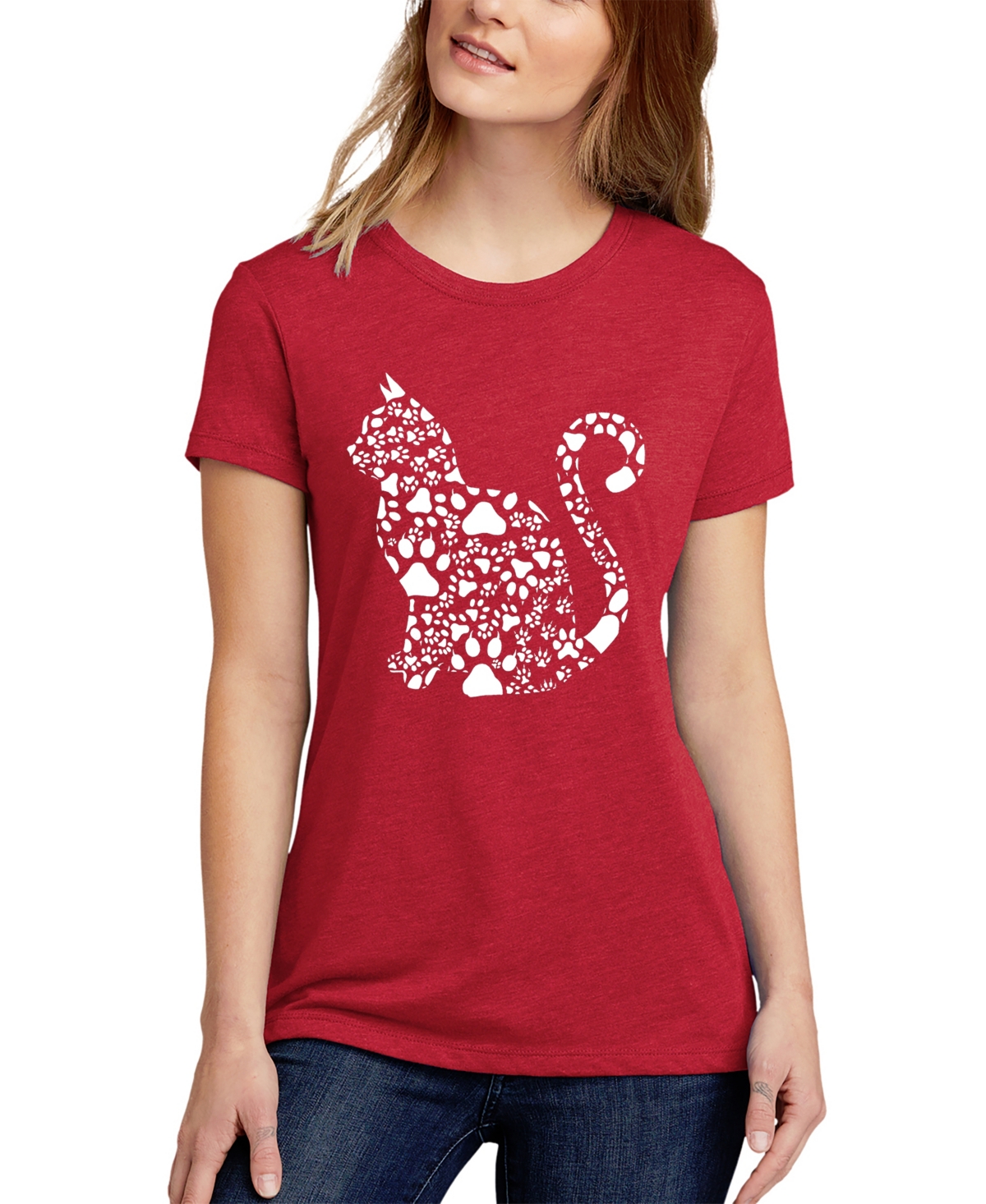 Shop La Pop Art Women's Premium Blend Word Art Cat Paws T-shirt In Black