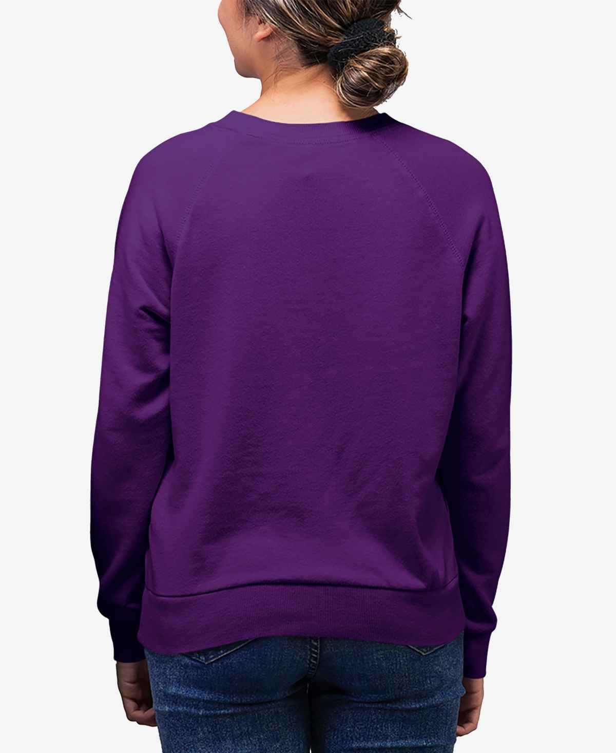 Shop La Pop Art Women's Word Art Forever In Our Hearts Crewneck Sweatshirt In Purple