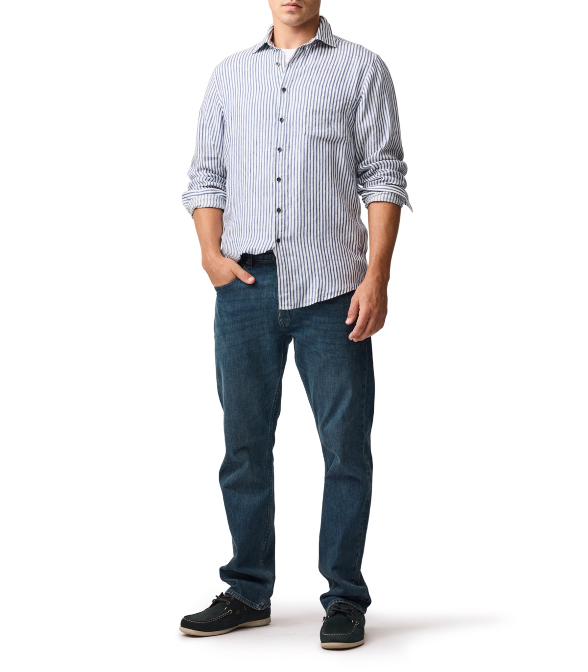 Rodd Gunn Men's Port Charles Linen Long Sleeve Slim Fit Shirt