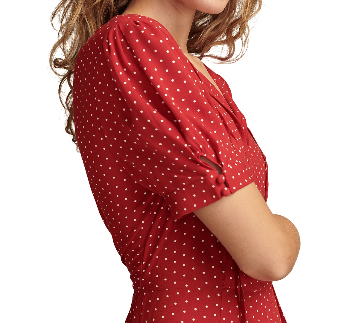Shop Lucky Brand Women's Polka Dot Fit & Flare Mini Dress In Red  Cream Dot