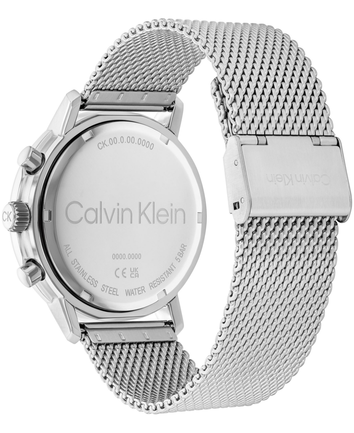 Shop Calvin Klein Men's Gauge Silver Stainless Steel Mesh Watch 44mm In Blue