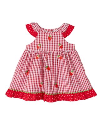 Rare Editions Baby Girl Strawberry Seersucker Dress - Macy's