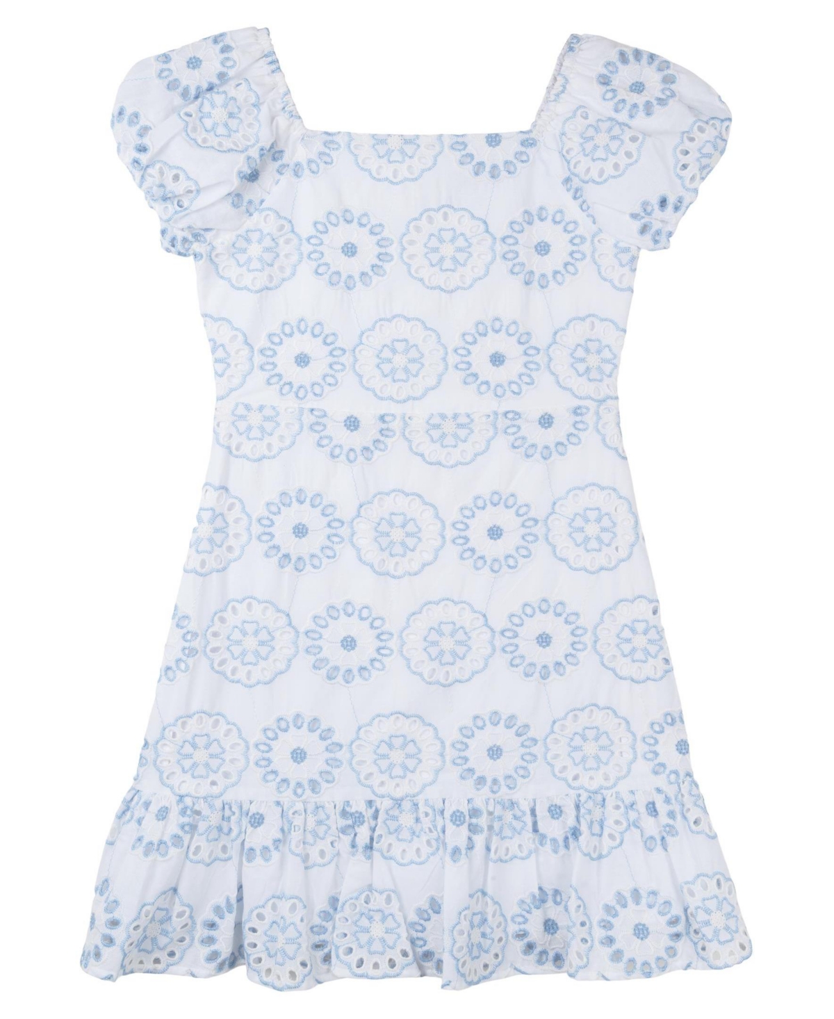 Shop Rare Editions Big Girls 2-tone Eyelet Dress In White