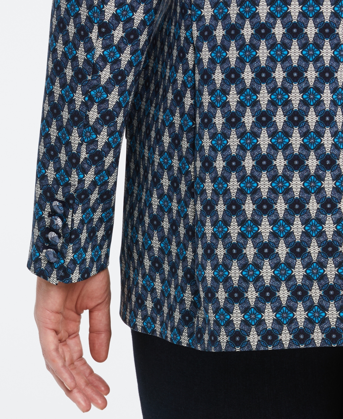 Ella Rafaella Plus Size Lined Medallion Print Single Breasted Blazer