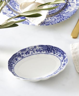 Blue Italian Brocato Oval Fluted Dishes, Set of 2