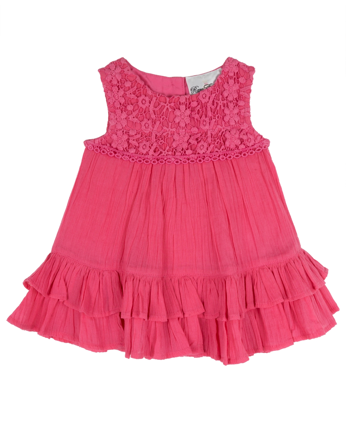 Shop Rare Editions Baby Girl Crochet And Gauze Dress In Fuschsia