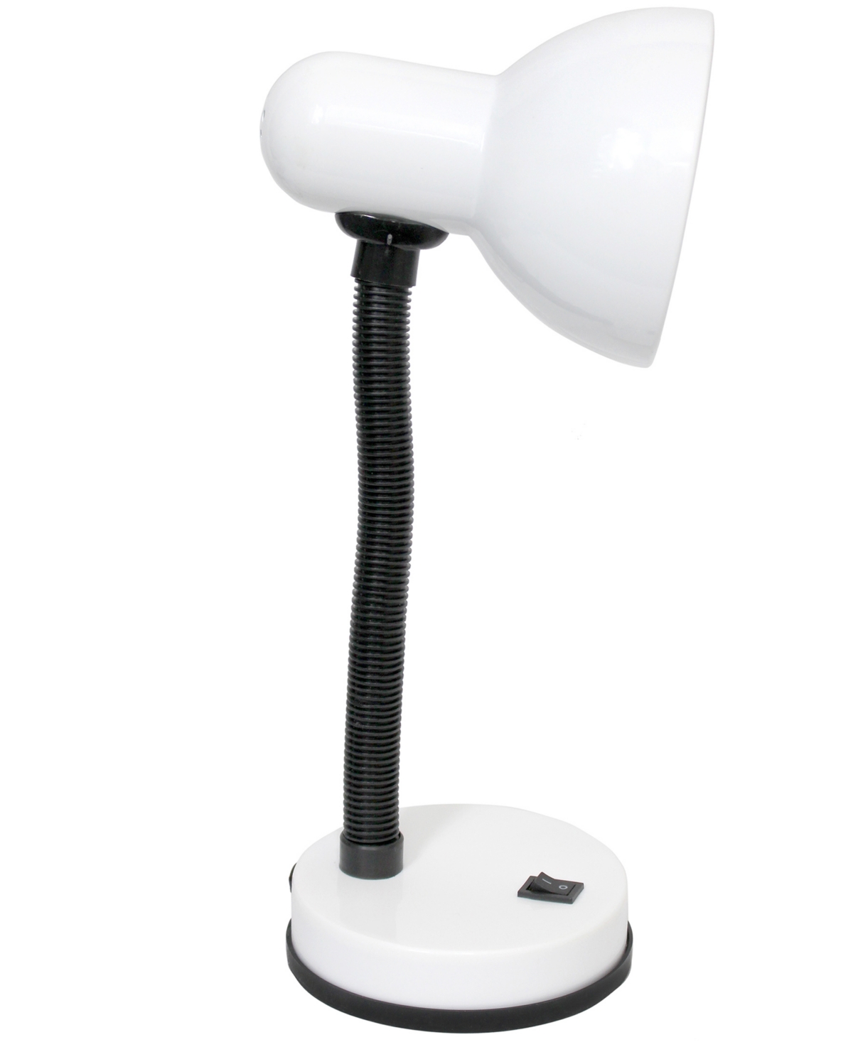 Creekwood Home Essentix 14.25" Traditional Fundamental Metal Desk Task Lamp, Bowl Shaped Shade With Flexible Goosen In White