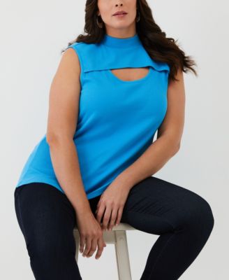 Plus Size Cutout Ribbed Sleeveless Tank Top