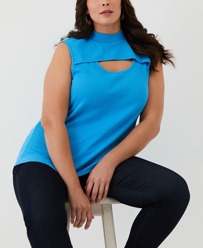 ELLA Rafaella Plus Size Cutout Ribbed Sleeveless Tank Top Macy's