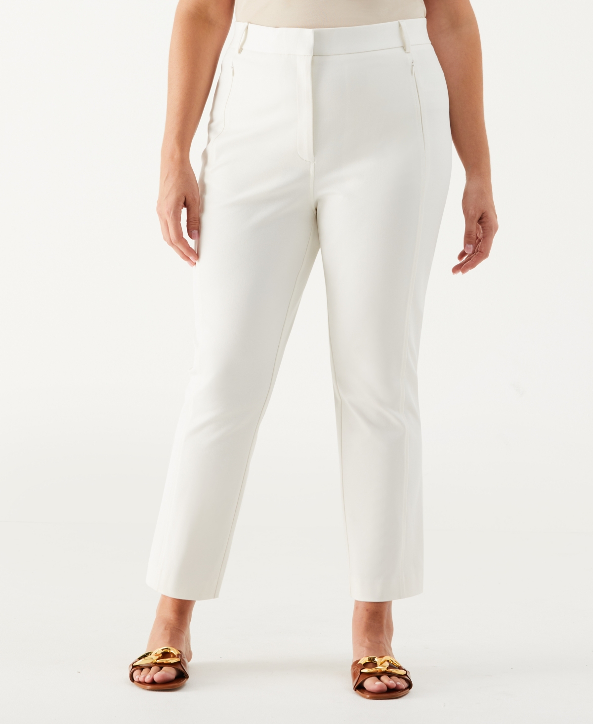 Plus Size Seamed Ankle Pant - Star White