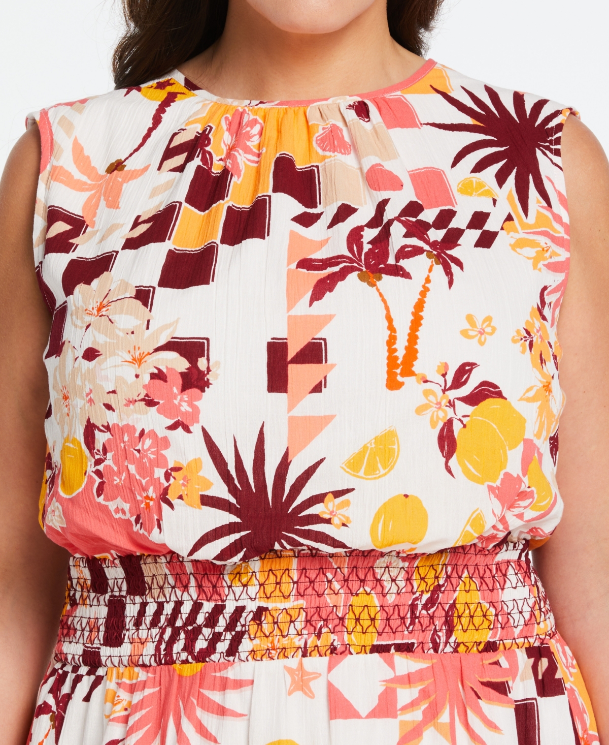 Shop Ella Rafaella Plus Size Cotton Tiered Midi Dress In Sun Kissed Coral
